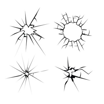 vector glass cracked breaking effect set