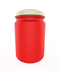 Fruit jam jar isolated on white background. packaging mockup with realistic jam jar. 3d illustration