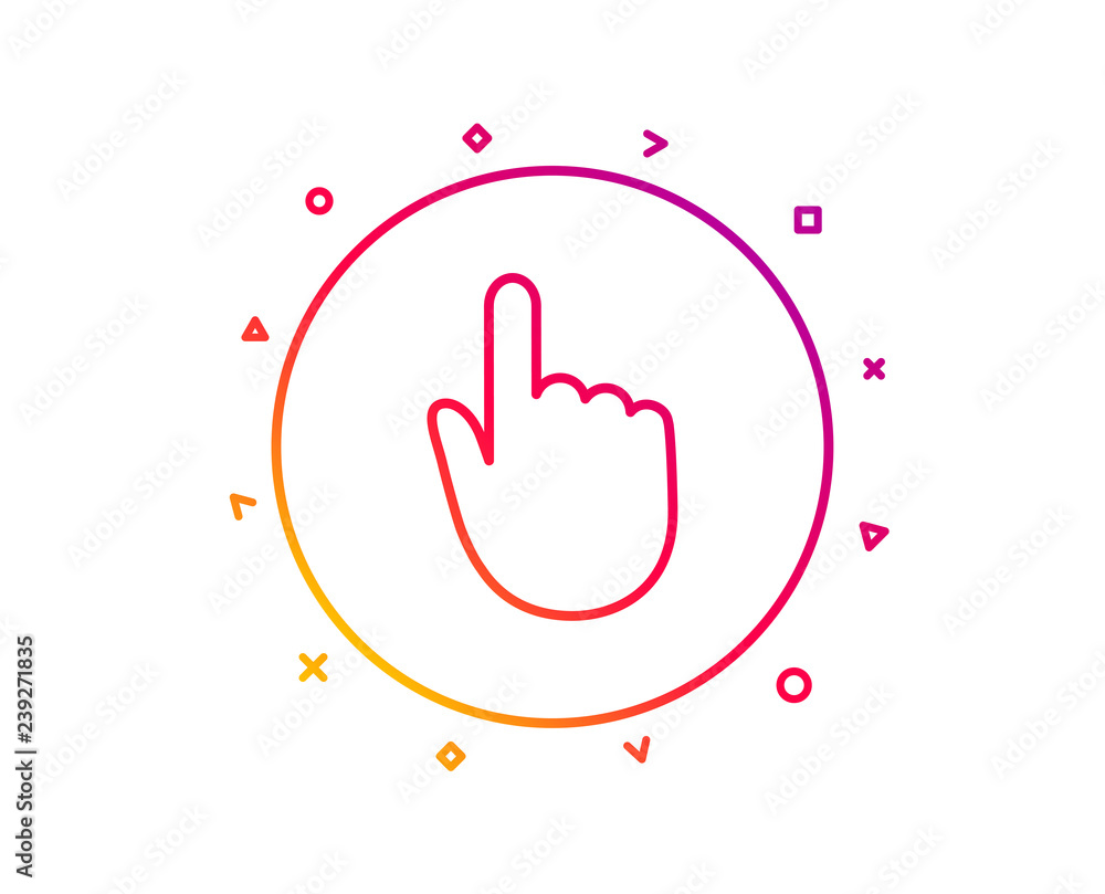 Poster hand click line icon. finger touch sign. cursor pointer symbol. gradient pattern line button. hand c