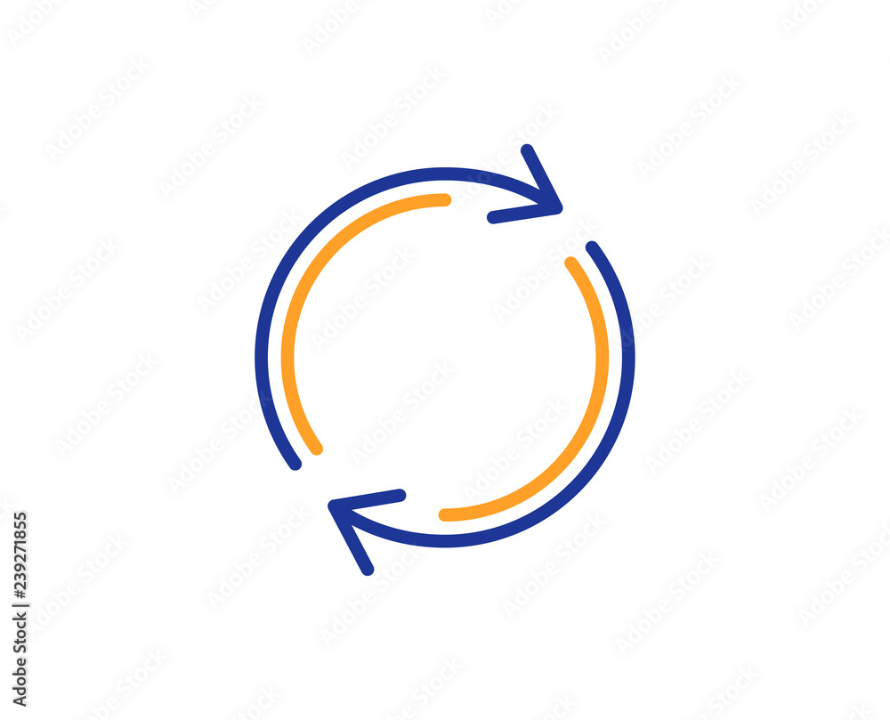 Poster refresh line icon. rotation arrow sign. reset or reload symbol. colorful outline concept. blue and o