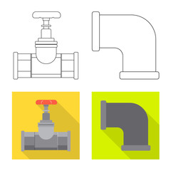 Vector illustration of pipe and tube icon. Collection of pipe and pipeline vector icon for stock.