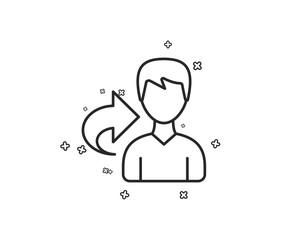 Share refer line icon. User or businessman person sign. Male silhouette symbol. Geometric shapes. Random cross elements. Linear Share icon design. Vector