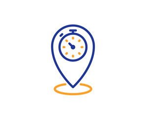 Timer line icon. Time sign. Location pointer symbol. Colorful outline concept. Blue and orange thin line color Timer icon. Vector