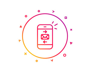 Mail line icon. Smartphone communication symbol. Business chat sign. Gradient pattern line button. Mail icon design. Geometric shapes. Vector
