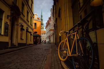 Fototapeta na wymiar bicycle in the street of old town