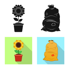 Isolated object of farm and agriculture sign. Set of farm and plant vector icon for stock.