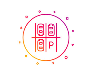 Parking place line icon. Car park sign. Transport symbol. Gradient pattern line button. Parking place icon design. Geometric shapes. Vector