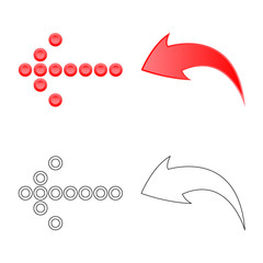 Vector design of element and arrow icon. Set of element and direction stock symbol for web.