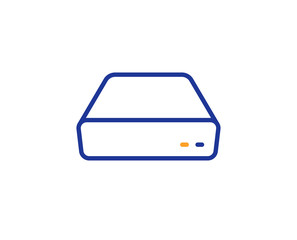 Mini pc line icon. Small computer device sign. Colorful outline concept. Blue and orange thin line color Mini pc icon. Vector