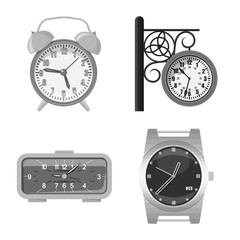 Isolated object of clock and time logo. Set of clock and circle stock vector illustration.