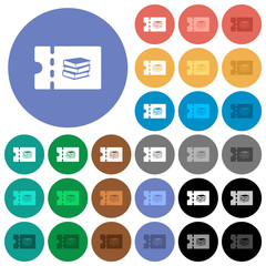 Bookstore discount coupon round flat multi colored icons