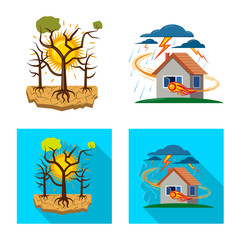 Fototapeta na wymiar Isolated object of natural and disaster sign. Collection of natural and risk vector icon for stock.