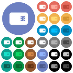 Chip card round flat multi colored icons