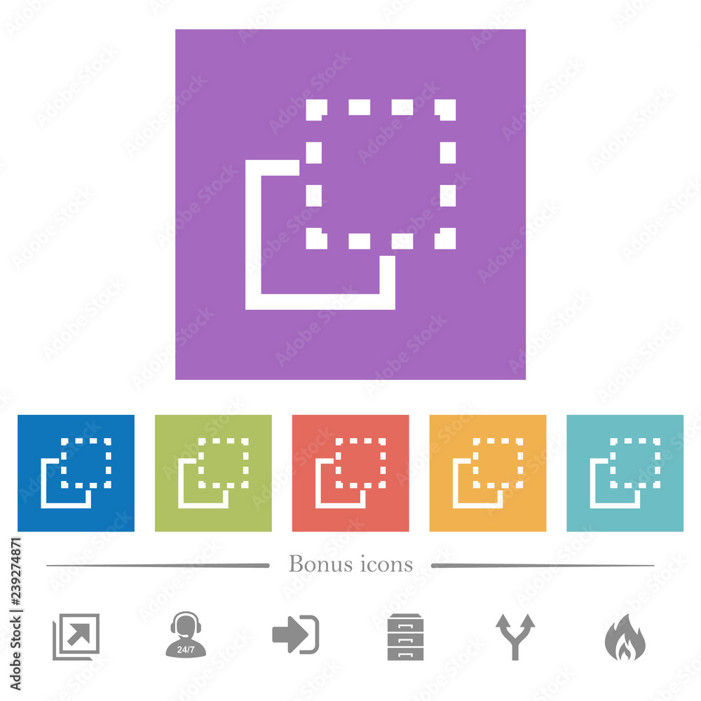 Poster bring element to front flat white icons in square backgrounds