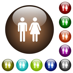 Male and female sign color glass buttons