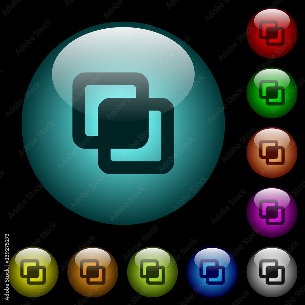 Aufkleber intersect shapes icons in color illuminated glass buttons