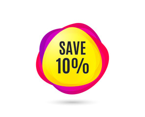 Save 10% off. Sale Discount offer price sign. Special offer symbol. Gradient sale tag. Abstract shopping banner. Template for design. Vector