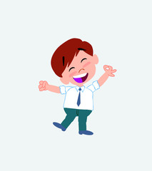 Businessman in casual style exulting in happiness