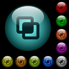 Intersect shapes icons in color illuminated glass buttons