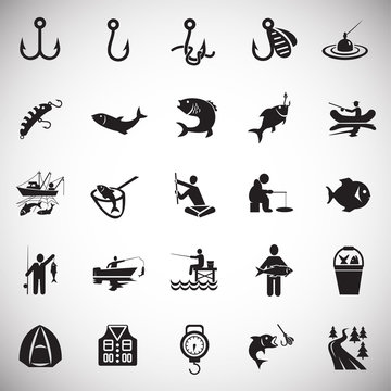 Fishing icon set white background for graphic and web design, Modern simple vector sign. Internet concept. Trendy symbol for website design web button or mobile app