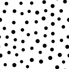 Random dotted seamless pattern. Simple geometric background in black and white. Vector illustration.