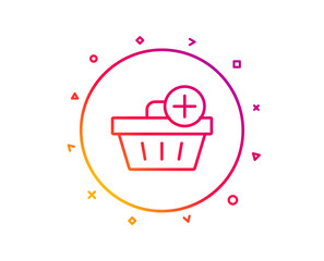 Add to Shopping cart line icon. Online buying sign. Supermarket basket symbol. Gradient pattern line button. Add purchase icon design. Geometric shapes. Vector