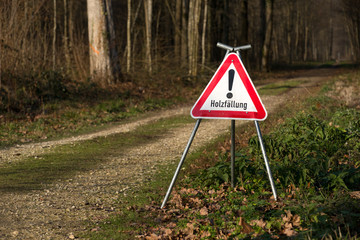 Warnschild Holzfällung