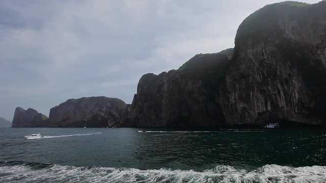 Phi Phi Ley island view from boat in Thailand