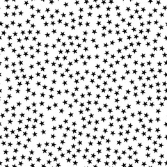 Star seamless pattern. Night, space or christmas theme. Flat vector background in black and white.