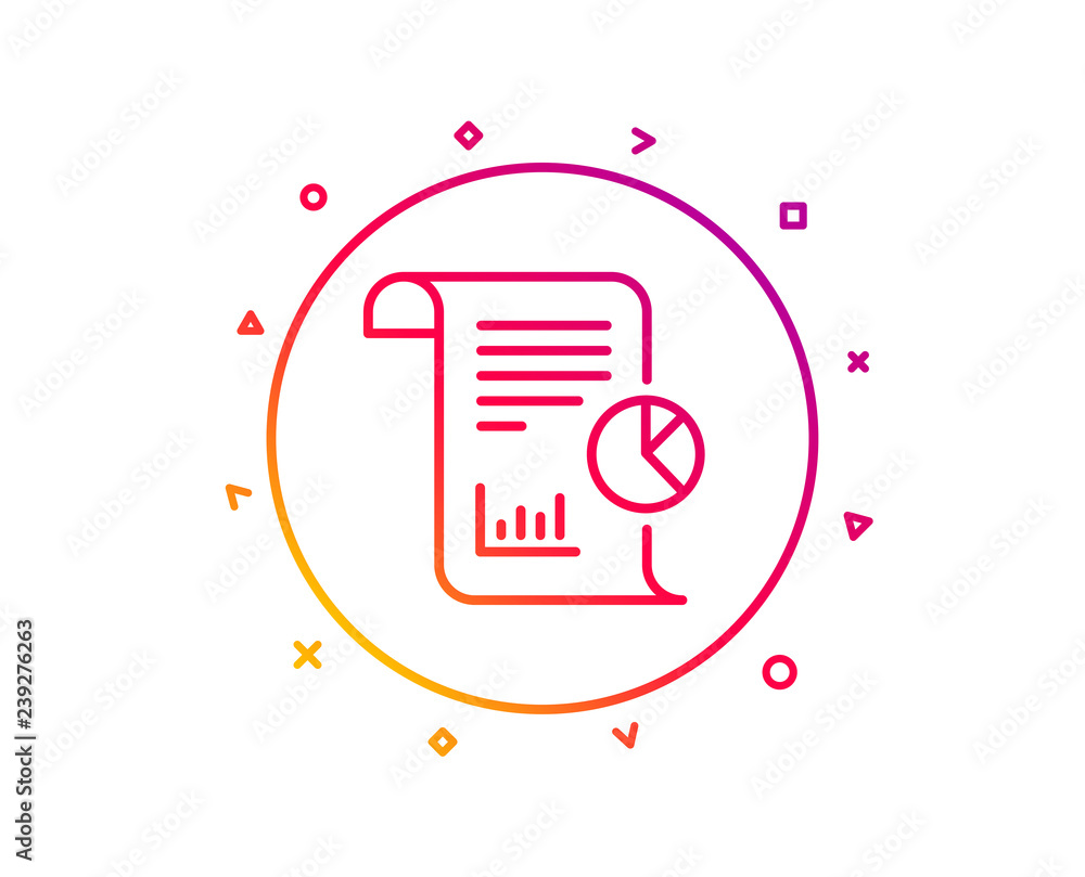 Poster report line icon. business management sign. company statistics symbol. gradient pattern line button.