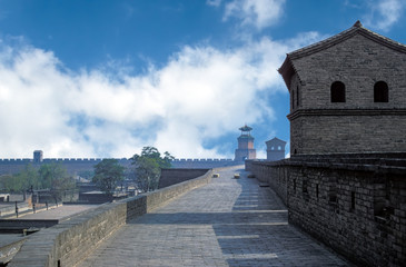 Pingyao City Wall - Shanxi, China. The walls surrounding the city of Pingyao were first built in the Xizhou Dynasty, and have a history of about 2,700 years