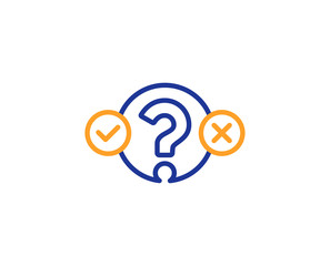 Quiz test line icon. Select answer sign. Business interview symbol. Colorful outline concept. Blue and orange thin line color icon. Quiz test Vector