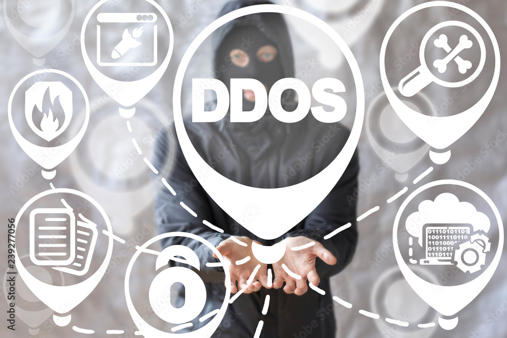Poster ddos attack, cyber protection. virus detect. internet and security data technology.
