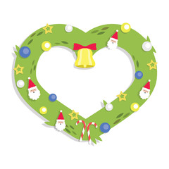 Christmas Garland Heart - Cartoon Flat Style