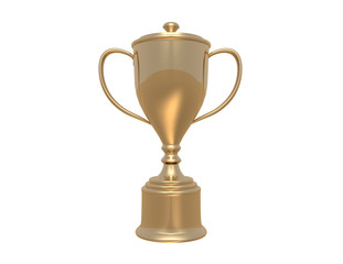 Fototapeta na wymiar Golden trophy cup on white background
