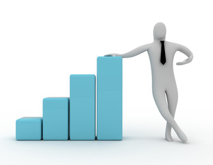 3d white people and  business graph. success concept