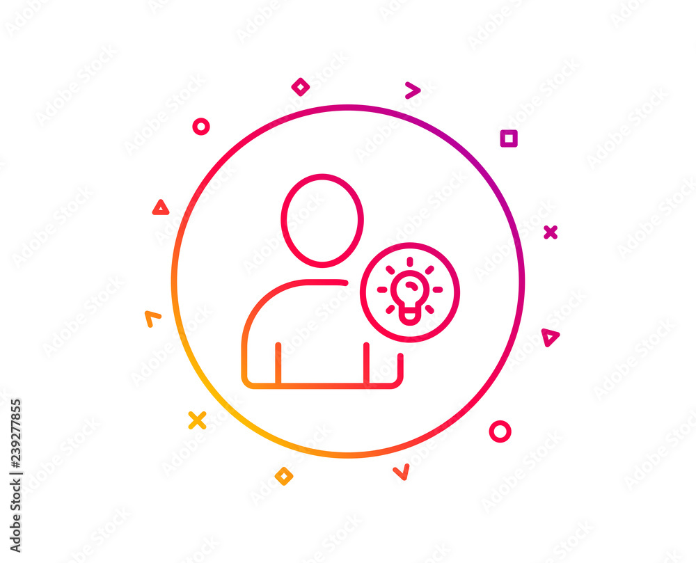 Poster user line icon. profile with lamp bulb sign. person silhouette with idea symbol. gradient pattern li