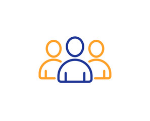 Group line icon. Users or Teamwork sign. Person silhouette symbol. Colorful outline concept. Blue and orange thin line color icon. Group Vector