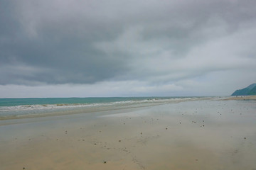 Beautiful Tropical Beach on Koh chang in the morning and rainy Day Trat Thailand
