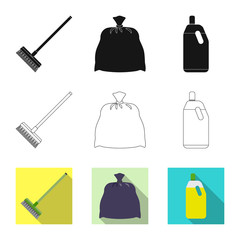 Isolated object of cleaning and service sign. Collection of cleaning and household stock symbol for web.