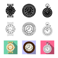 Plakat Vector design of clock and time icon. Collection of clock and circle stock symbol for web.