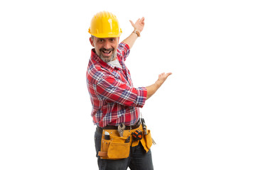 Constructor presenting copy text area behind.