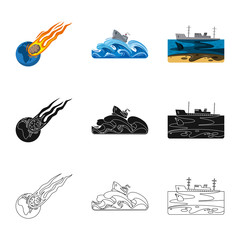 Vector illustration of natural and disaster symbol. Collection of natural and risk vector icon for stock.