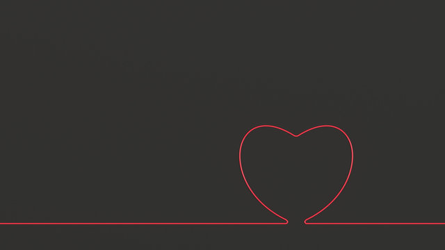 Heart. Heart on black background. Declaration of love. 3D rendering.