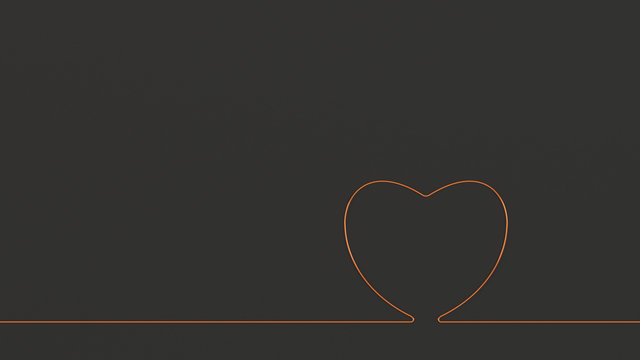 Heart. Heart on black background. Declaration of love. 3D rendering.