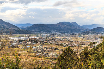 Obraz premium 春の沼田城址からみた田園風景