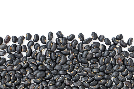 Image of black beans on white background. Food.