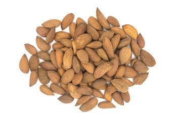 Almond on white background. apricot nut