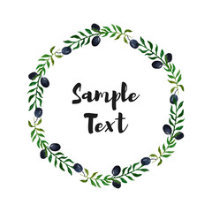 watercolor leaf floral olive frame wreath design