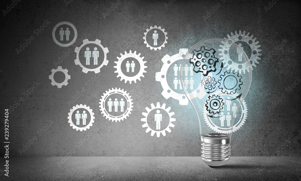 Poster concept of lightbulb as symbol of new idea.